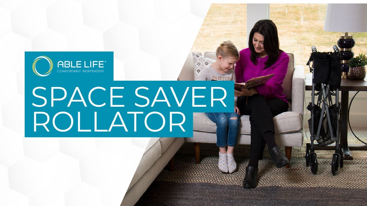 Able Life Space Saver Rollator - Portable Folding Travel Walker with Seat