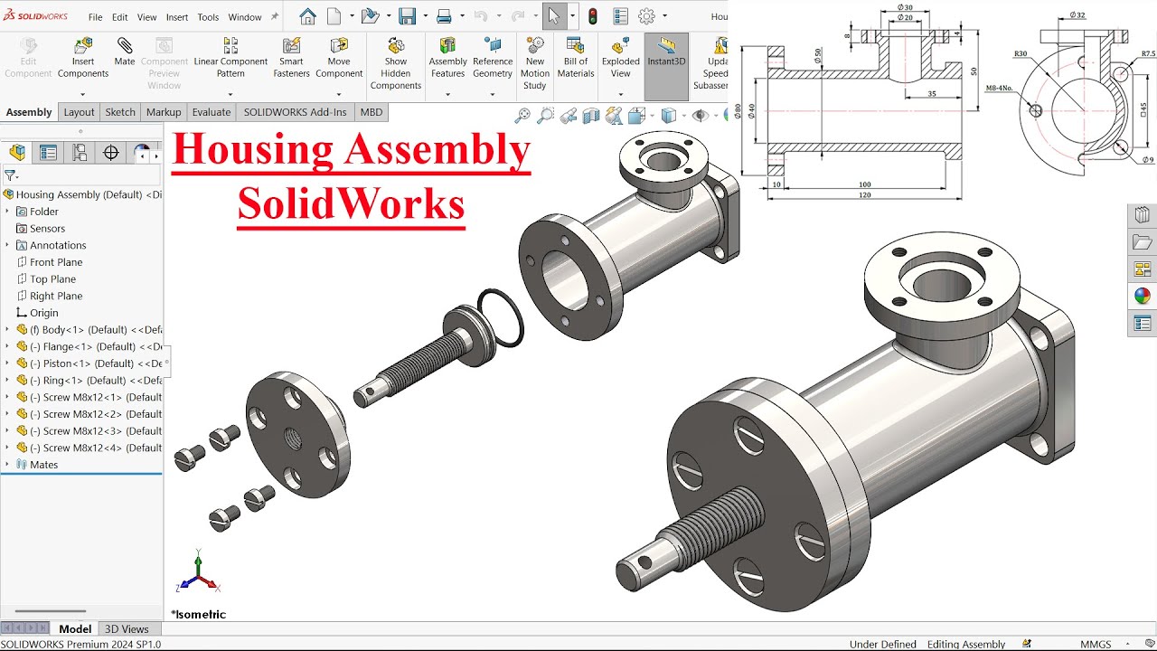 Housing Parts and Assembly in SolidWorks | SolidWorks Tutorial