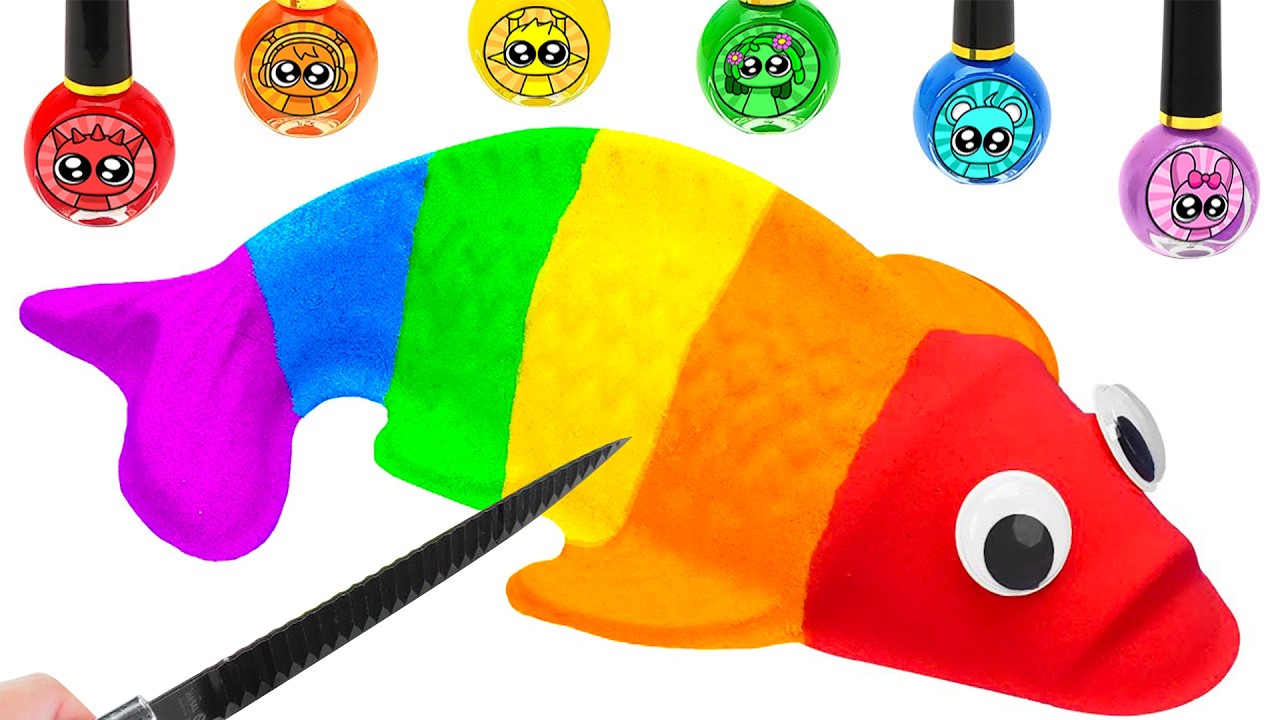 Satisfying Video DIY 💖 How To Make Rainbow Giant Fish With Kinetic Sand Cutting ASMR 🌈