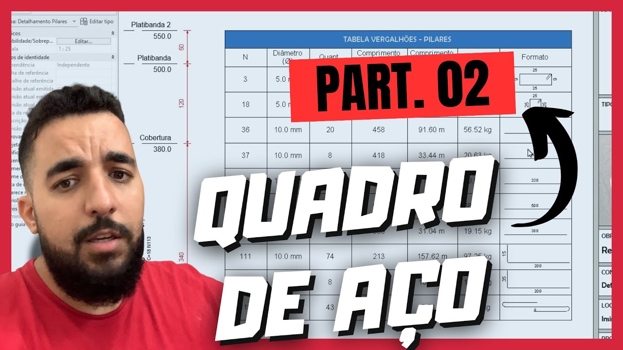 REVIT – TABELA DE VERGALHÕES passo a passo (part.02)