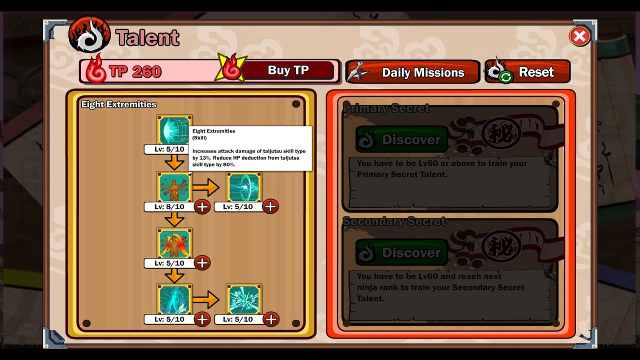 REVIEW TALENT PART 5 EIGHT EXTREMITIES | NINJA LEGENDS V0.145