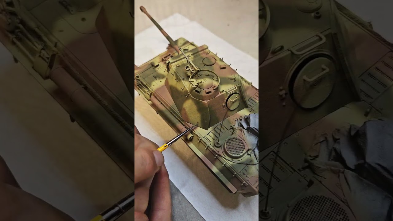 Немецкий камуфляж за 60 секунд! Небольшое видео процесса покраски поздней модели Panther G.
