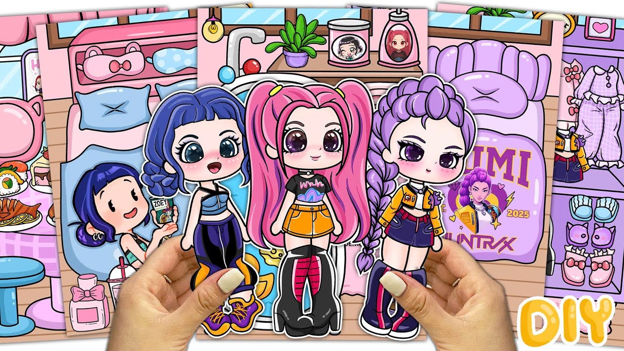 (✨Paper DIY✨) KPOP DEMON HUNTERS Gacha House Gamebook #Tutorial #종이놀이 #ASMR