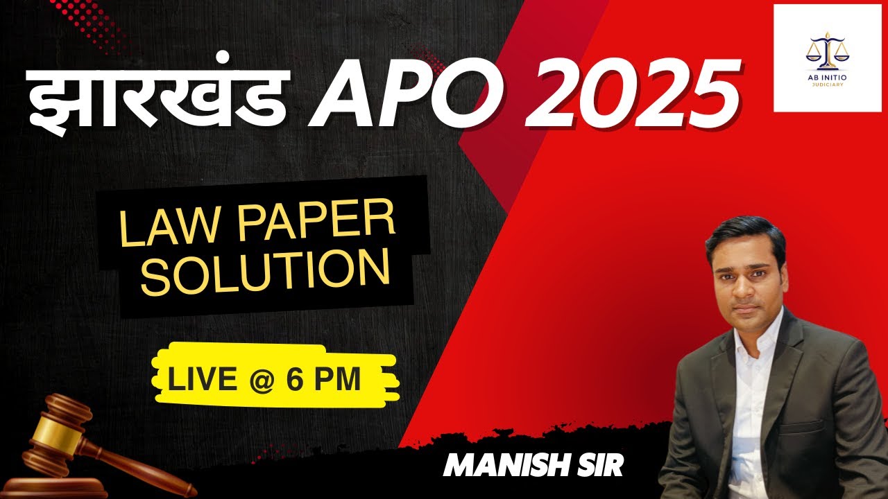 Jharkhand APO 2025 Law Paper Solution | Manish Sir