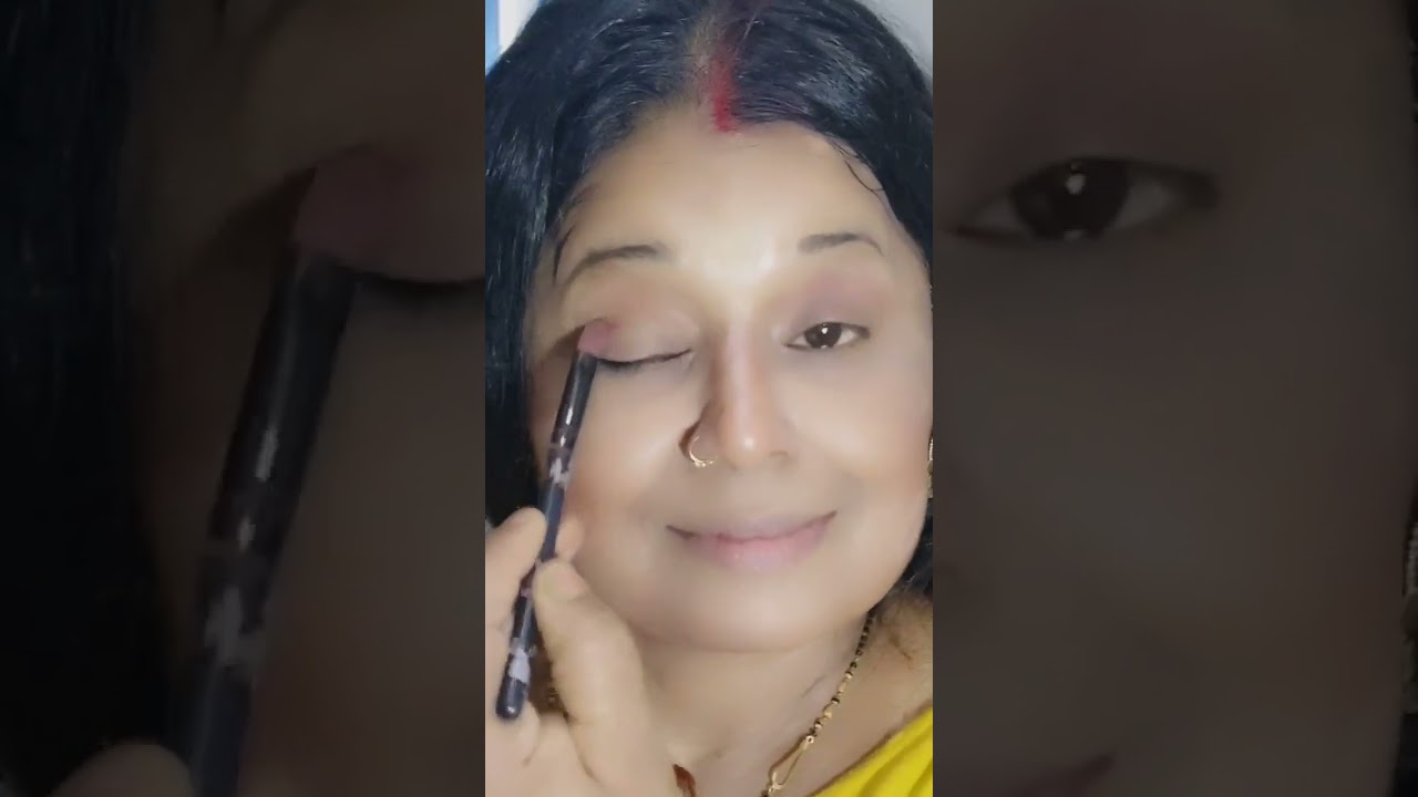 Simple housewife transformation look!!?#makeup #trending #shots