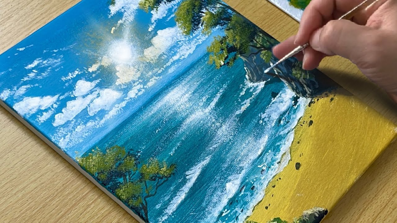 How to Paint a Beautiful Seascape with Acrylics - So Easy