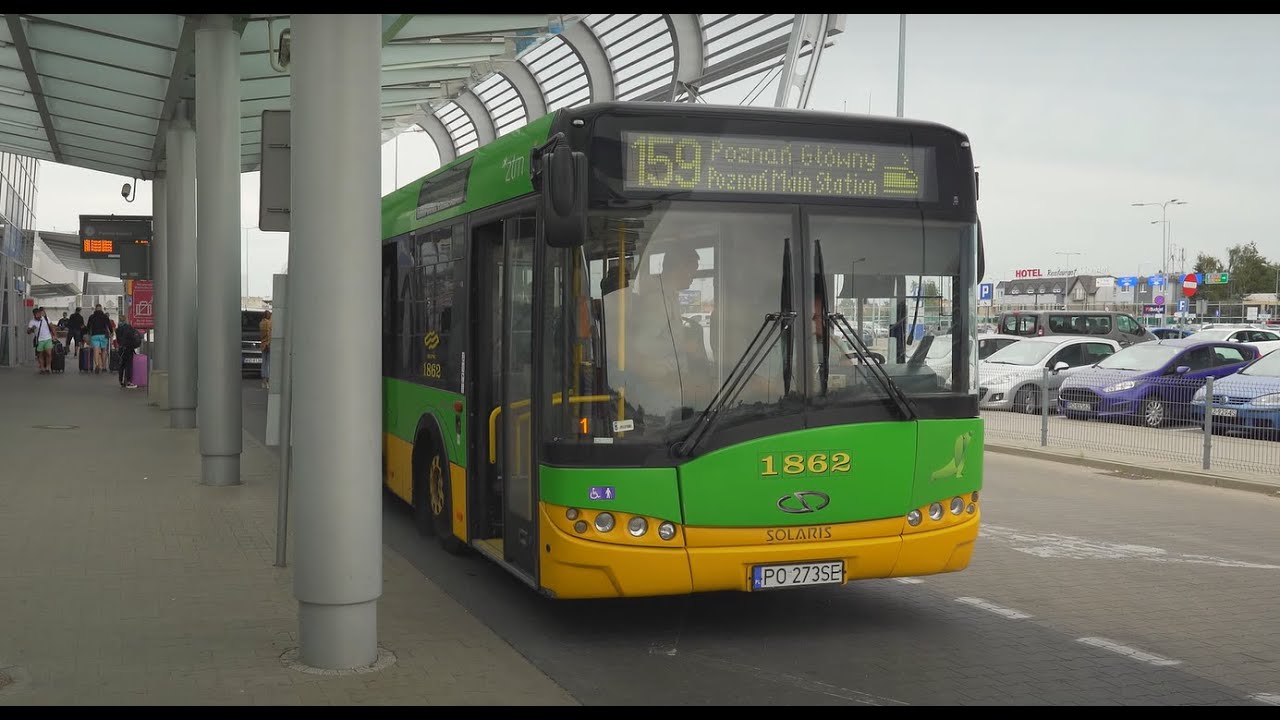 Poland, Poznań , bus 159 ride from Port Lotniczy Ławica (Airport) to Poznań Główny