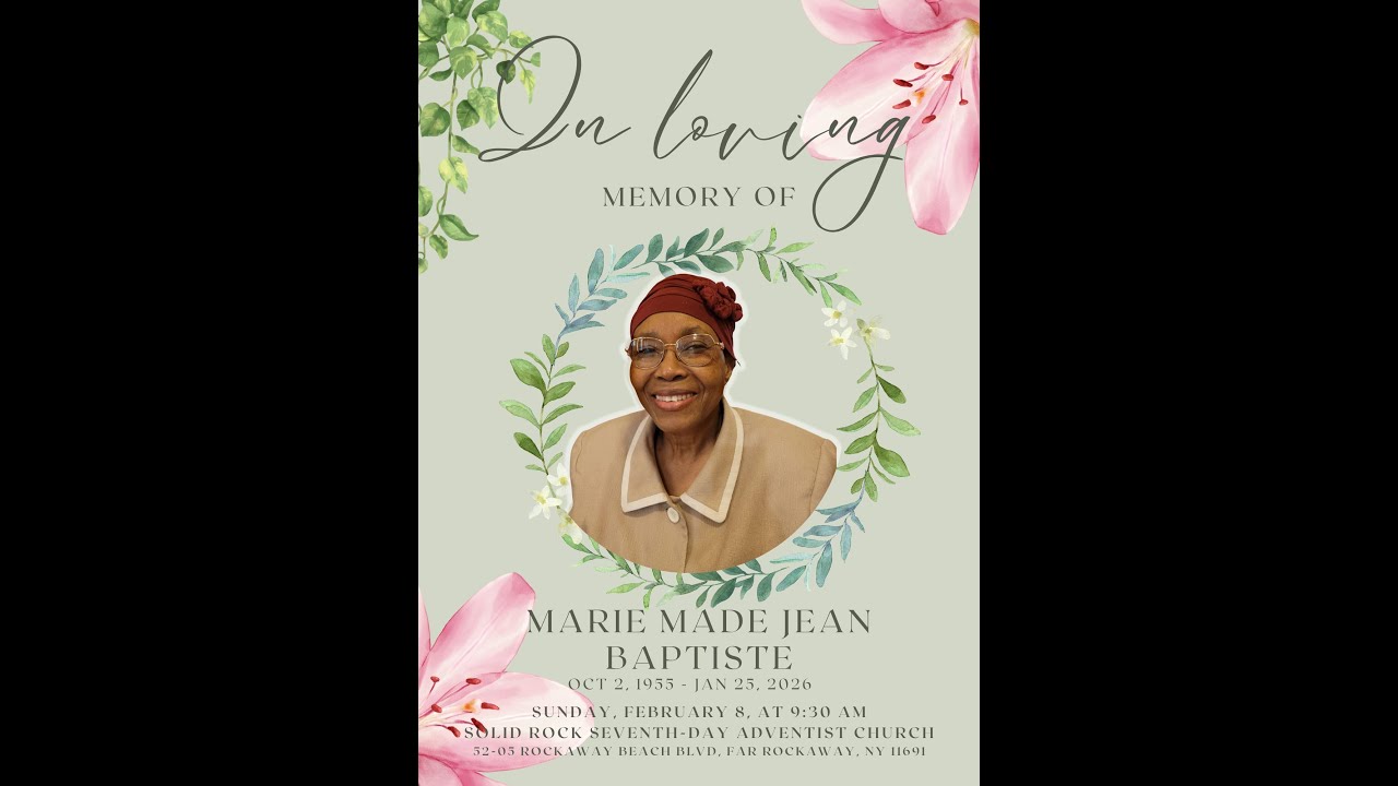 In loving Memory of MARIE MADE JEAN BAPTISTE