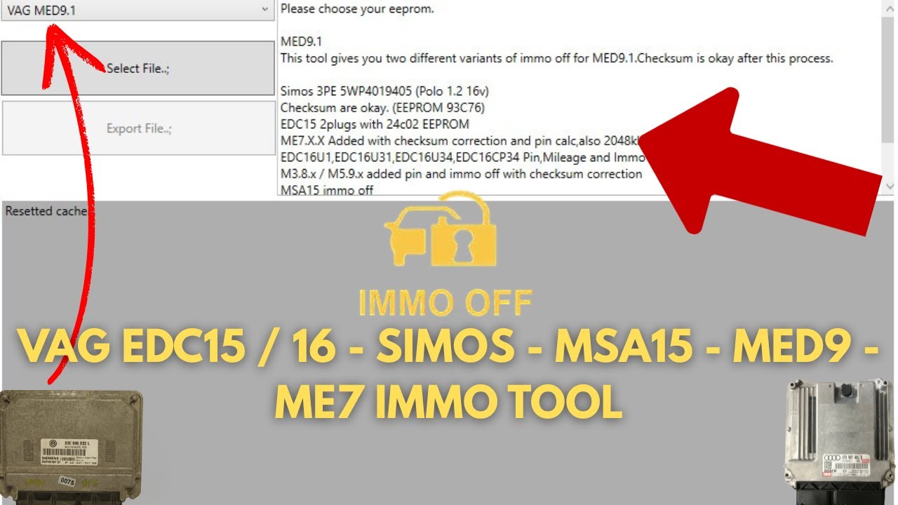 VAG Immo OFF EDC15 EDC16 SIMOS 3PE MED9.1 ME7.X MSA15 - VW IMMO TOOL