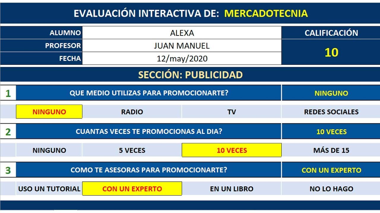 ✅ Realizar un examen interactivo en excel con macros - VBA | Gestión de la Calidad