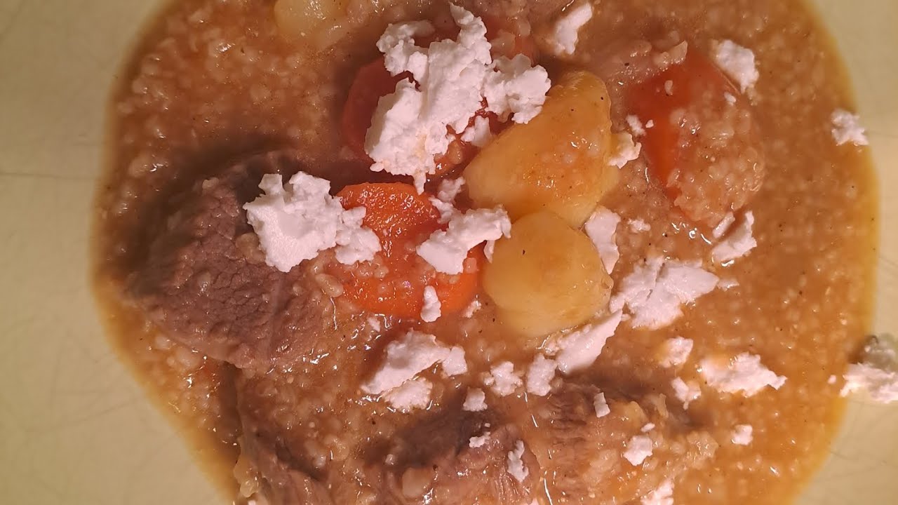 Beefsoup with Sweet Trahanas,(Moscharosoupa me Trahana) Greek Recipe