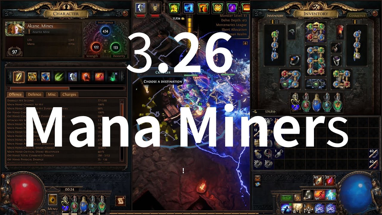 PoE 3.26 Tanky/ High Dps All content viable Mana Miners V2  |Guide|Path of Exile|