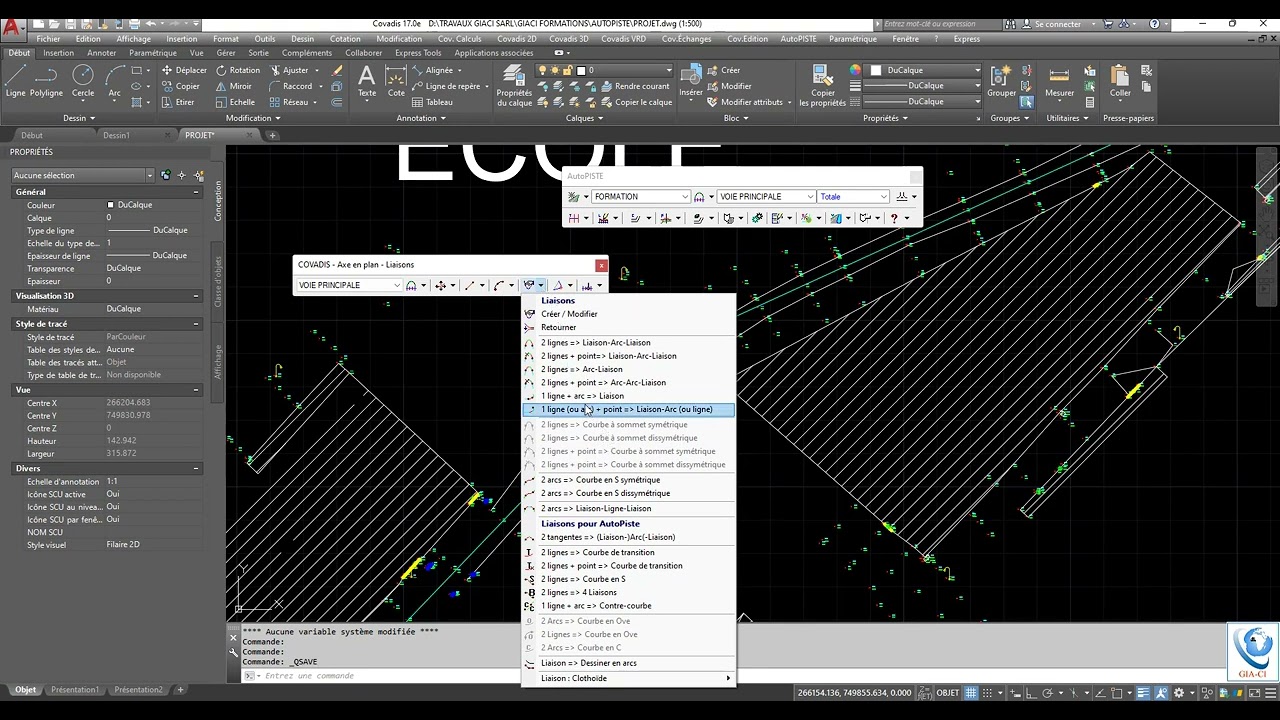 Formation Autopiste : Tracé des raccordements circulaires et progressifs