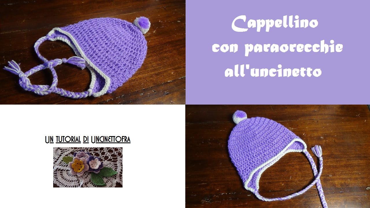 cappellino con paraorecchie all'uncinetto tutorial