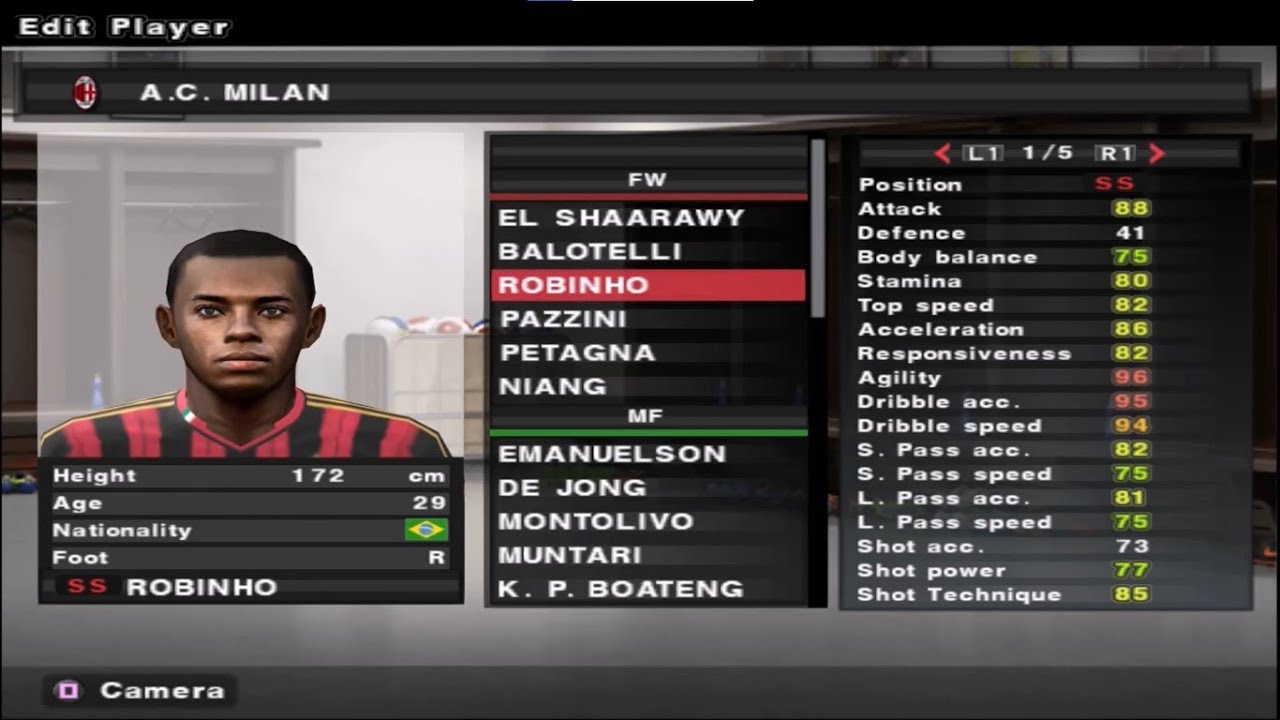 PES 2014 - Milan - Stats - PS2