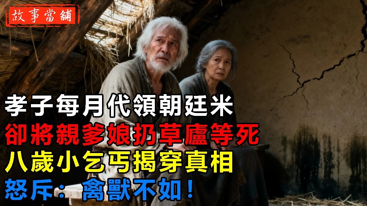 孝子每月代領朝廷米，卻將親爹娘扔草廬等死，八歲小乞丐揭穿真相，怒斥：禽獸不如！| 民間故事 | 故事當舖