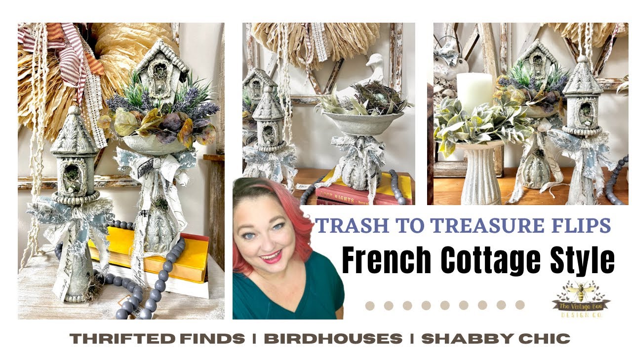 French Country Trash to Treasure | Shabby Chic Thrift Flip | Upcycled Glassware | DIY Home Decor