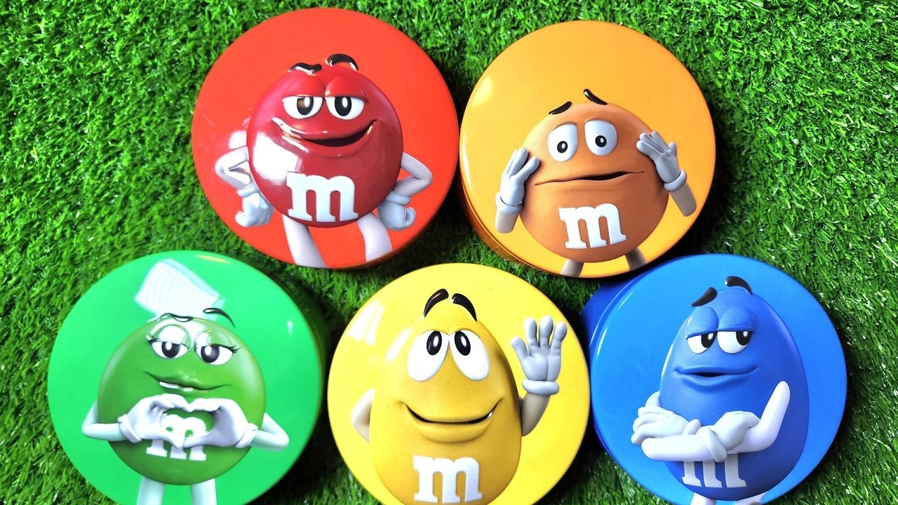 4 Minutes Satisfying with Rainbow M&M'S Candy Unpacking From Glossy Containers ASMR Beads Surprise