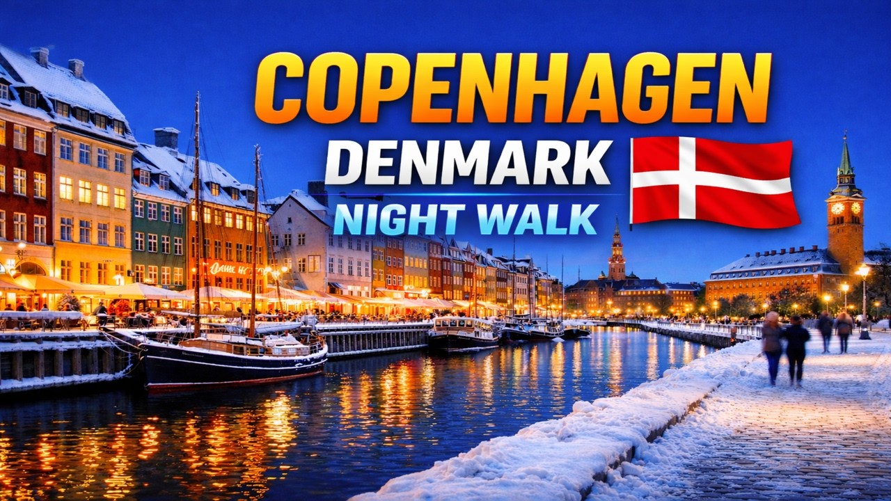 Copenhagen Denmark 🇩🇰 Night Walk | 4K Walking Tour
