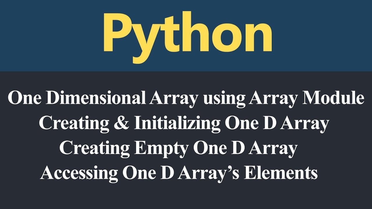 One Dimensional Array using Array Module in Python (Hindi)