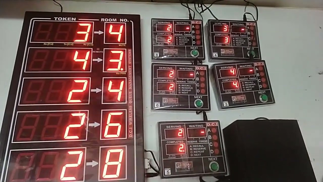 Queue management system for 5 doctors of different specialities. 