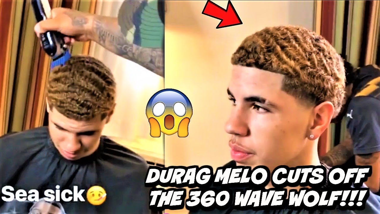 LAMELO BALL AKA DURAG MELO 1ST 360 WAVE HAIRCUT LIVE AFTER A MAJOR WOLF! * BRUH WAVES GO CRAZY*