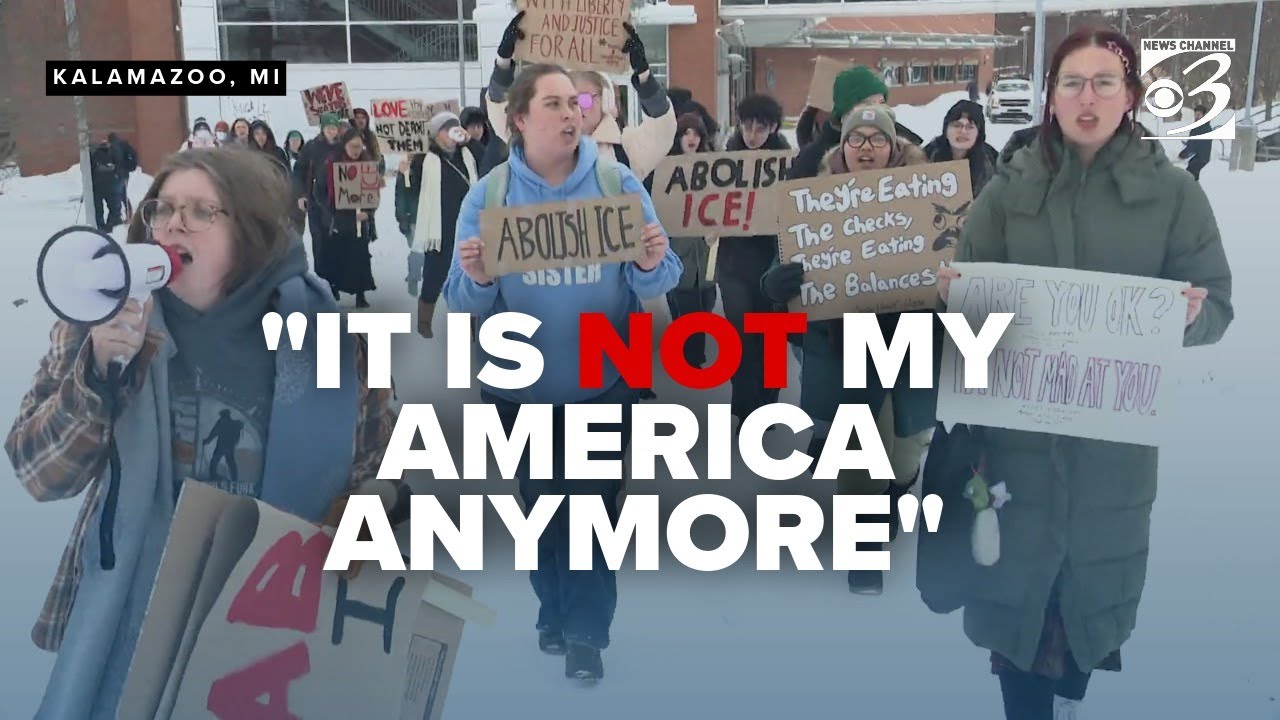 Western Michigan University students protest ICE, demand agents leave Minneapolis