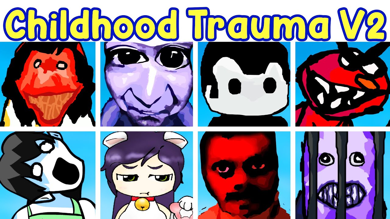 Friday Night Funkin': VS Childhood Trauma V2 [Smile Dog, Ao Oni, Soup, Swirly Head..] Horror FNF Mod