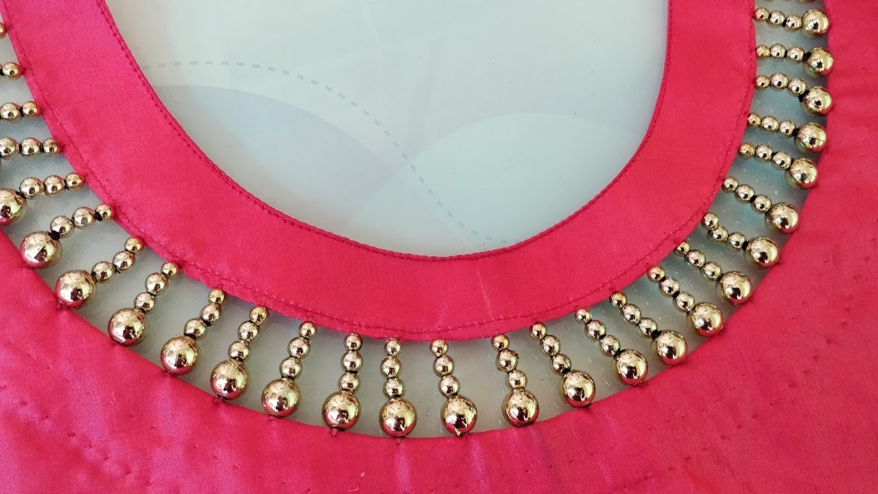 Very creative beaded design /latest boat neck design for kurti