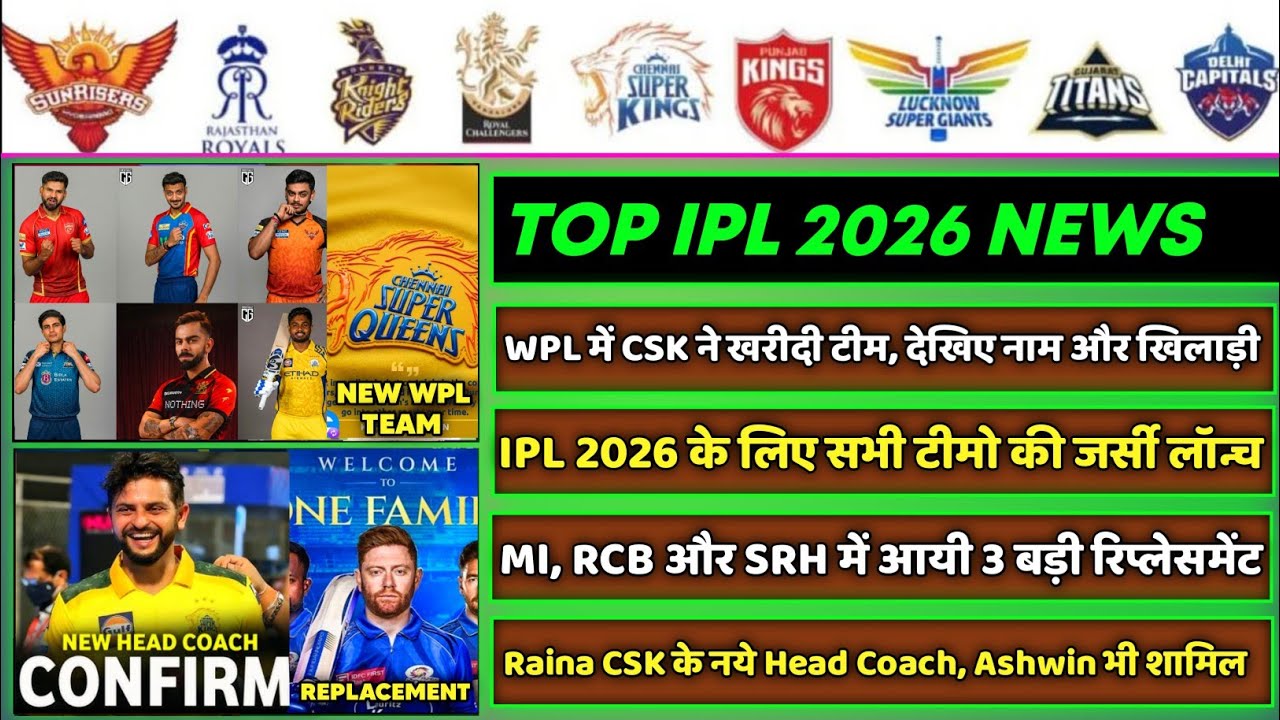 IPL 2026 - 8 Big News for IPL on 4 Feb (IPL 2026 Jersey, CSK Coach, CSK WPL Team, RCB & SRH Issue)