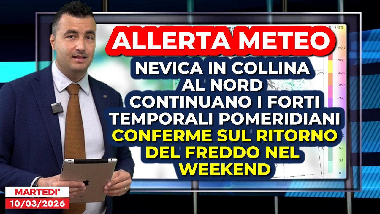 Allerta Meteo: nevica in collina al Nord, forti temporali pomeridiani in tutt'Italia. Il punto