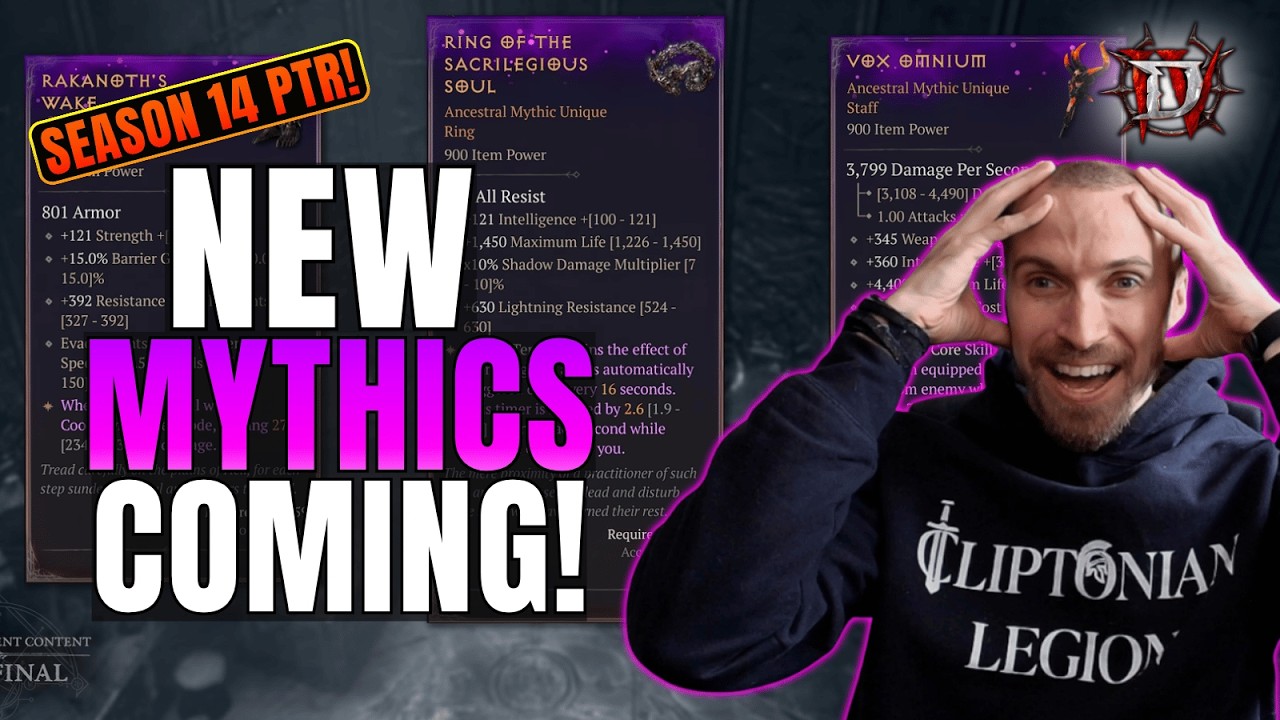 Diablo 4 S14 PTR ПОЛНОСТЬЮ ВСЁ ИЗМЕНИЛ! Мифические уникальные предметы, режим SSF, новый босс и м...
