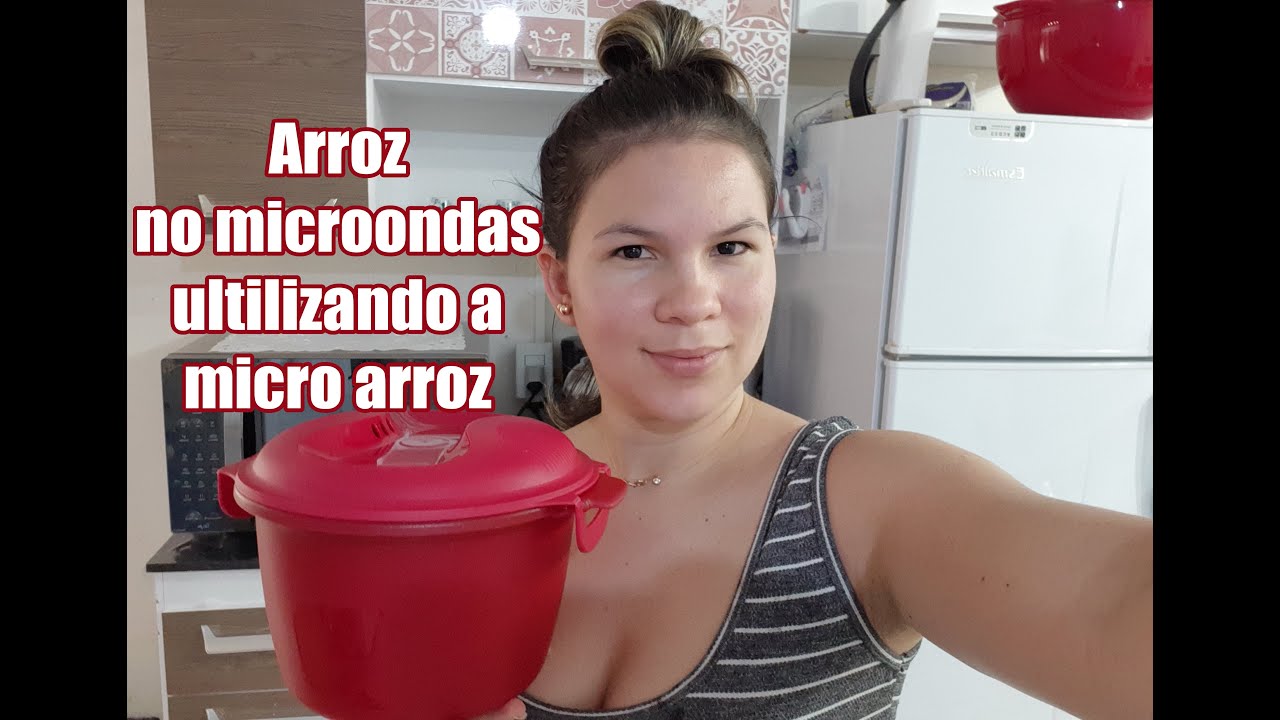 Fazendo arroz na micro arroz tupperware