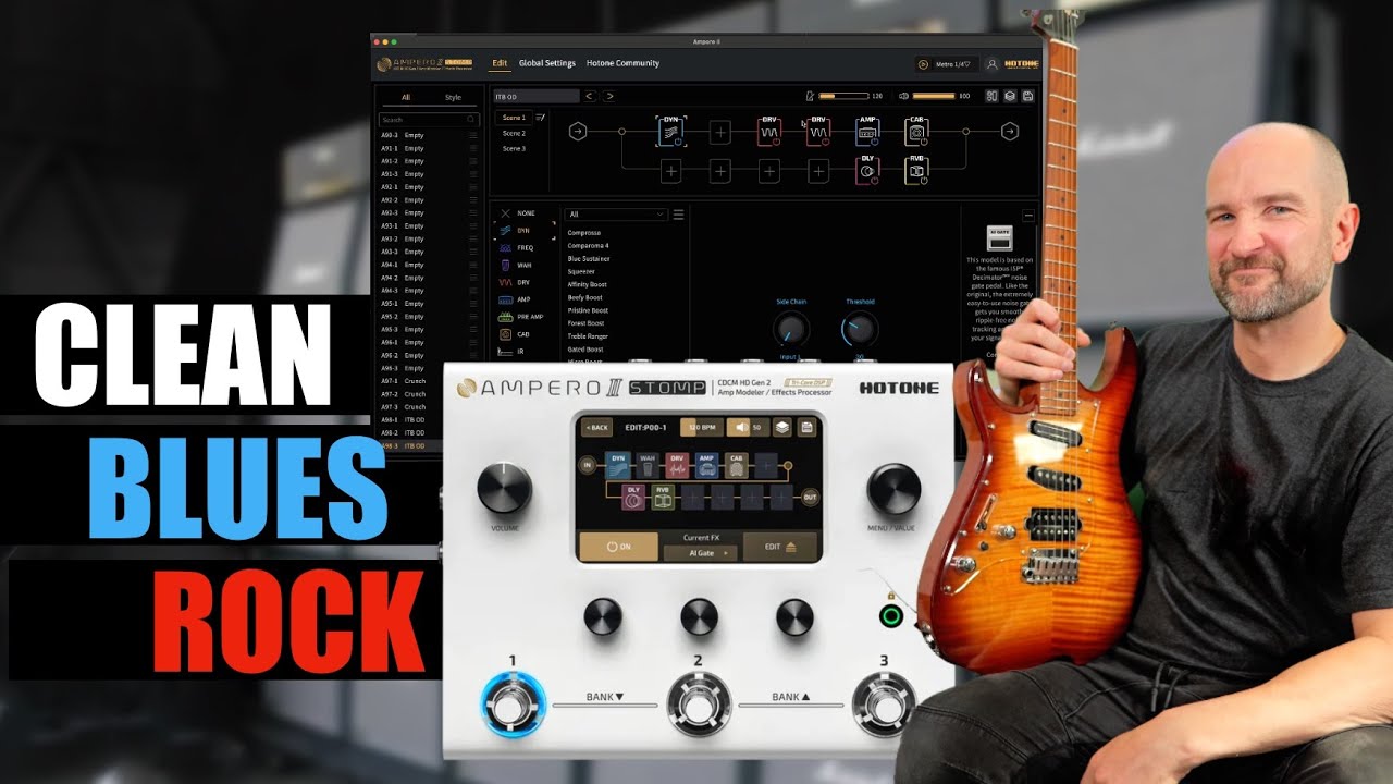 Hotone Ampero II Stomp:  My Clean, Blues, Rock Presets (how I made my presets)