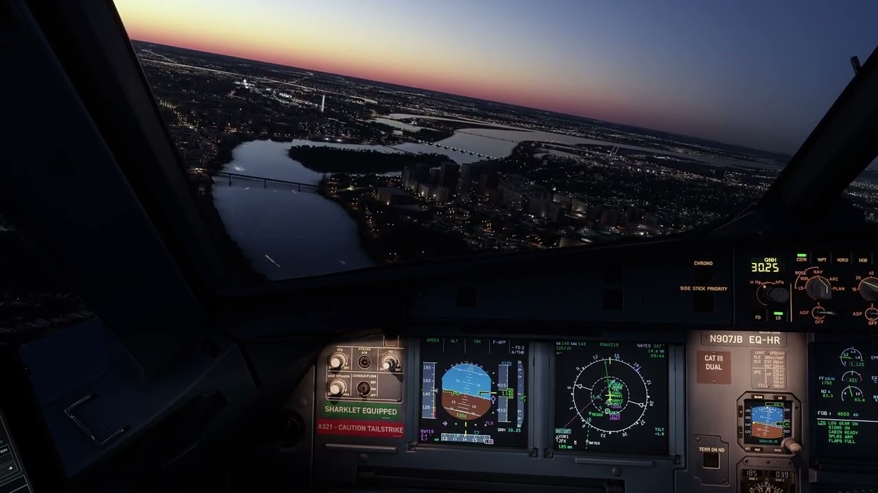 DCA || Washington Reagon Airport River visual approach 19! Jetblue A321