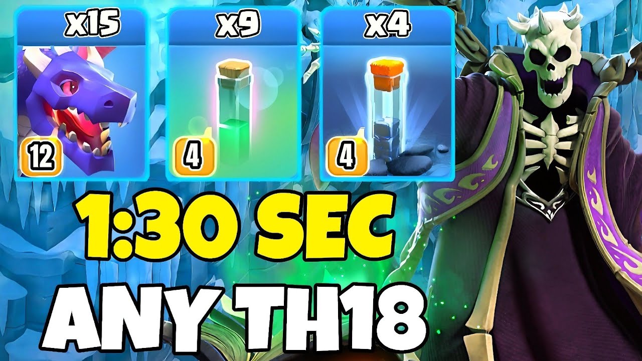 Th18 Dragon + RC Charge + Totem Spell Attack Strategy | Th18 Attack Strategies (Clash of Clans)
