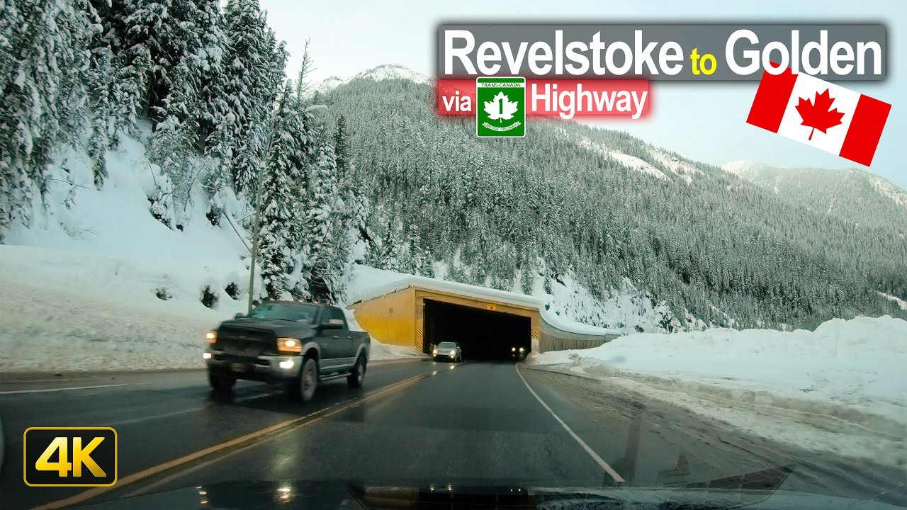 Winter Driving in Canada - Revelstoke to Golden & Crossing 100,000 km in 4K