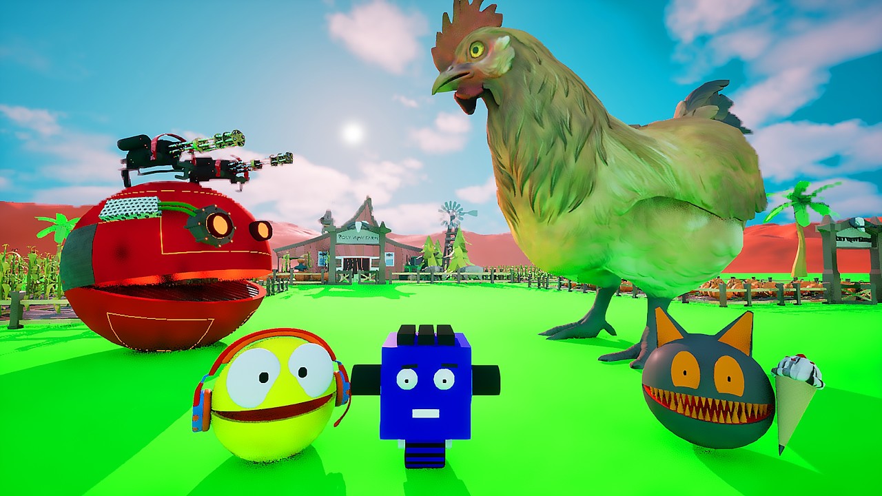 Pacman saves Boxman with the help of Giant Chicken #pacmanvspacman #robotpacman #monsterpacman