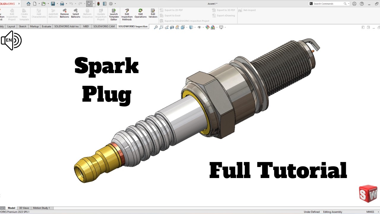 Spark Plug Full SolidWorks Tutorial step by step! SolidWorks