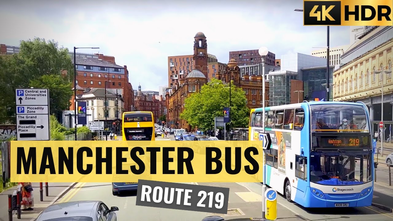 【4K HDR】 Manchester bus ride 2022 🚌 - Route 219 - 4K HDR Double decker Bus tour in UK