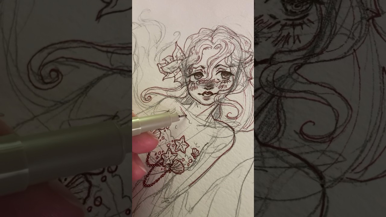Drawing a mermaid🫧✨
