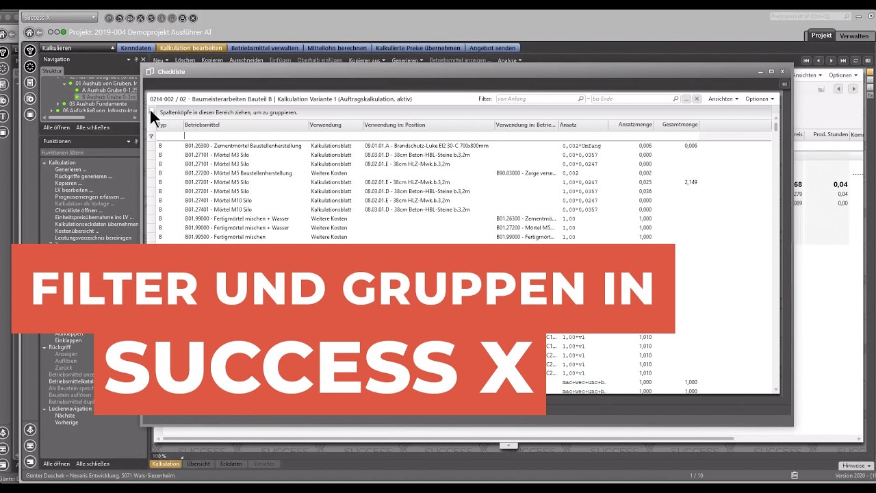 Filtern und gruppieren in Success X | NEVARIS