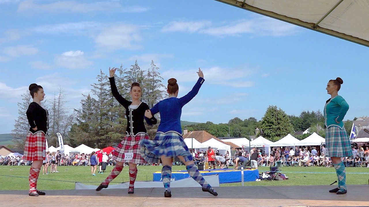 Reel of Tulloch Scottish Highland Dance competition during Dufftown Highland Games in Scotland 2019