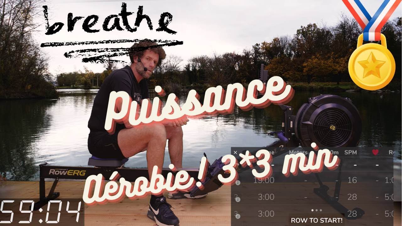 comment améliorer sa puissance aérobie sur rameur avec 3 séries de 3  minutes. cadence 28