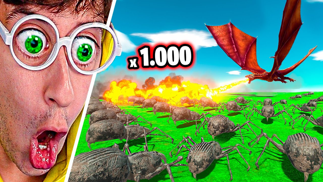 🔥 DRAGON vs 1.000 ARAÑAS 😰!! (Batalla por Equipos vs HERMANA) | Animal Battle Simulator TEKENDO