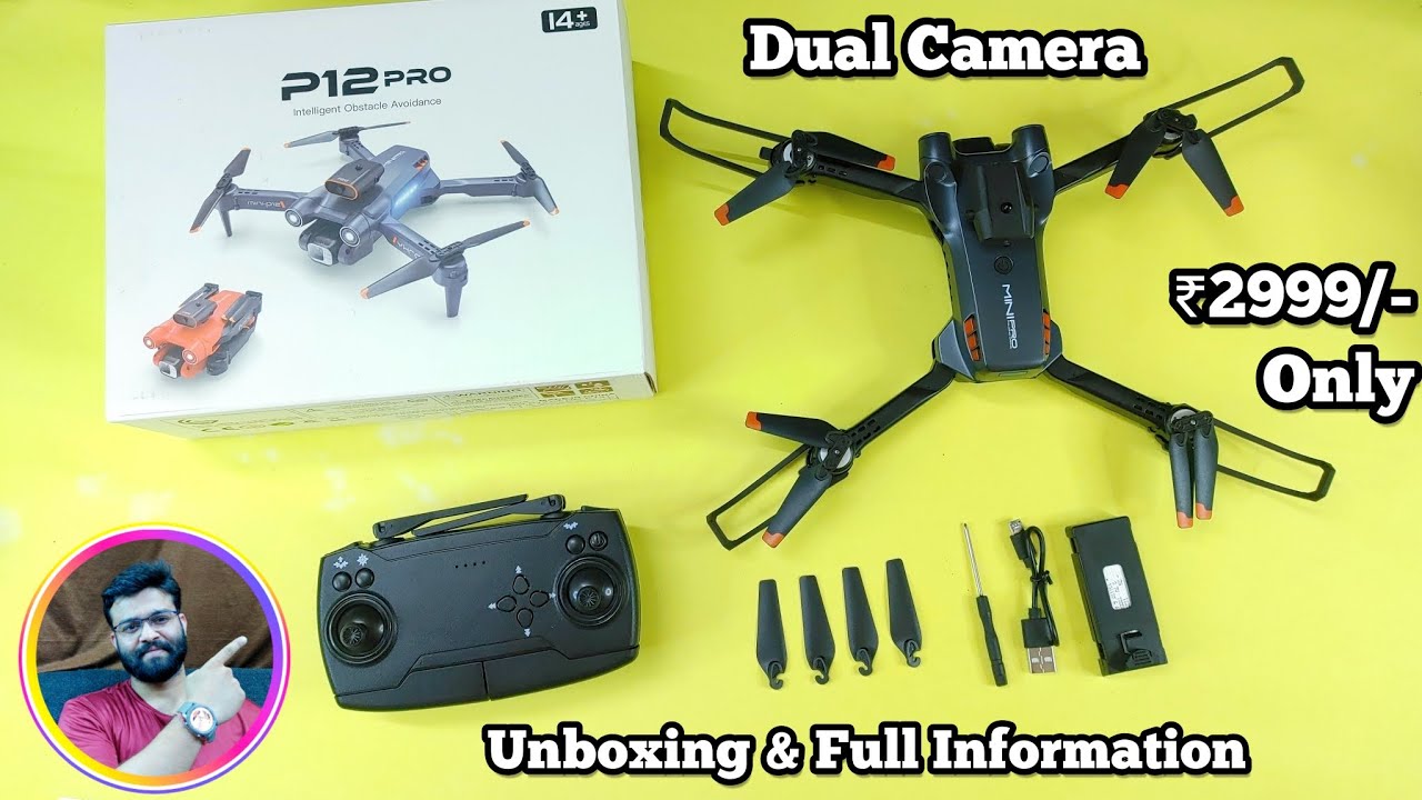 P12 Pro Drone with Dual Camera Intelligent obstacle avoidance sensor Unboxing & Full information