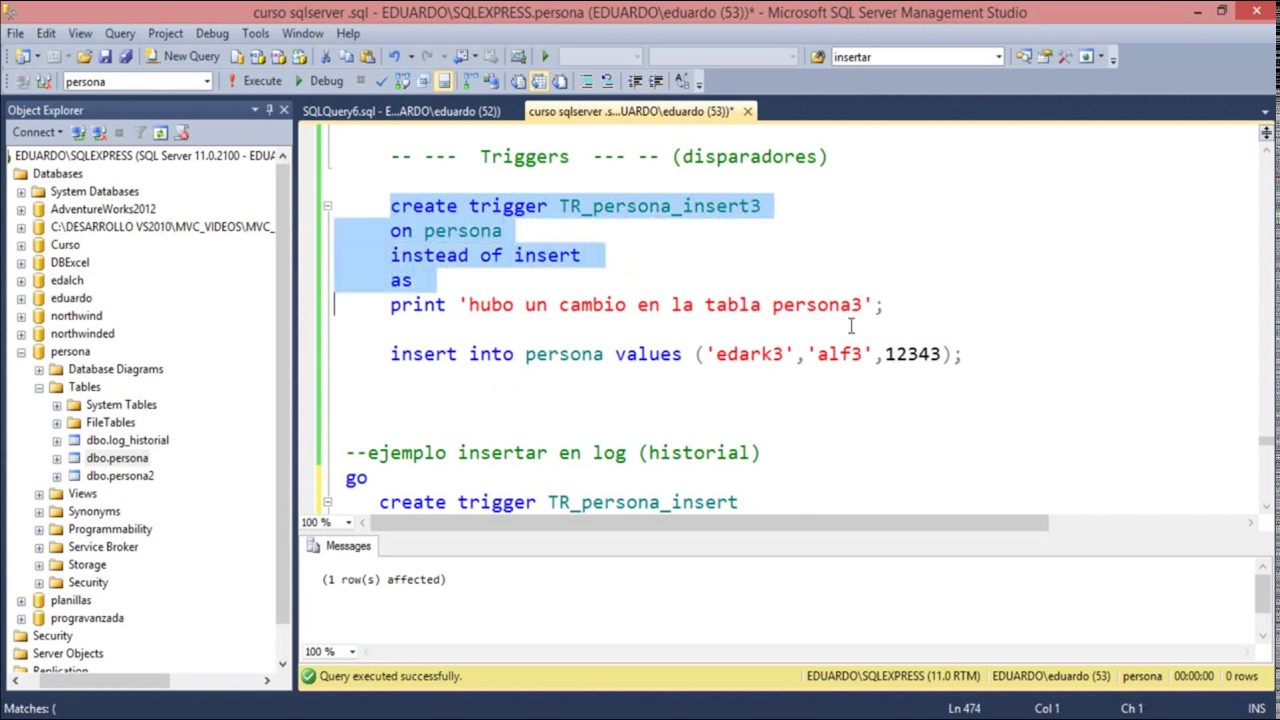 SQL Server | 46 - Crear un Log usando TRIGGER