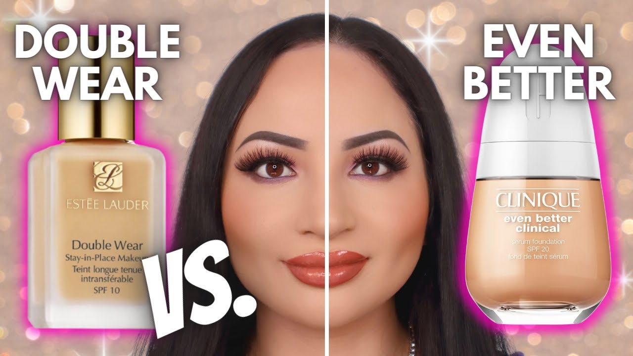 ESTEE LAUDER DOUBLE WEAR VS. CLINIQUE EVEN BETTER CLINICAL SERUM FOUNDATION | Review & Wear Test!