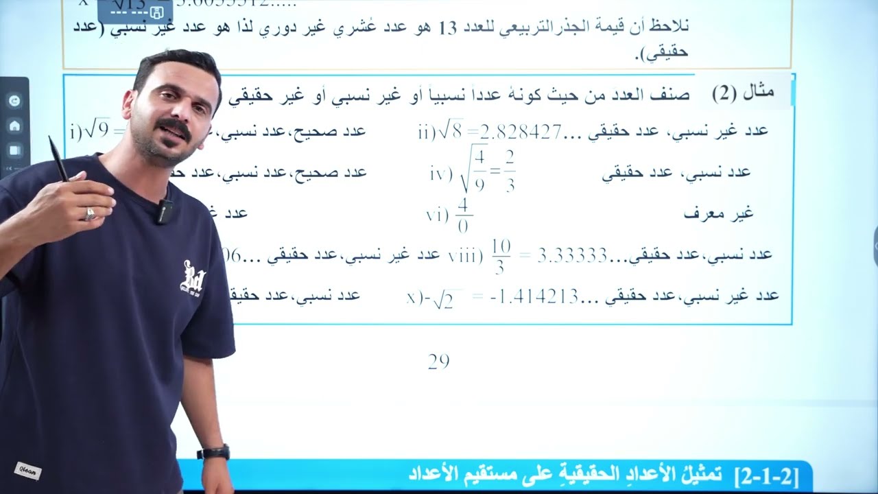 رياضيات الثاني متوسط | الفصل الثاني | منهج جديد 2026 ا المحاضره 1 | مفهوم الأعداد الحقيقية وتمثيلها 