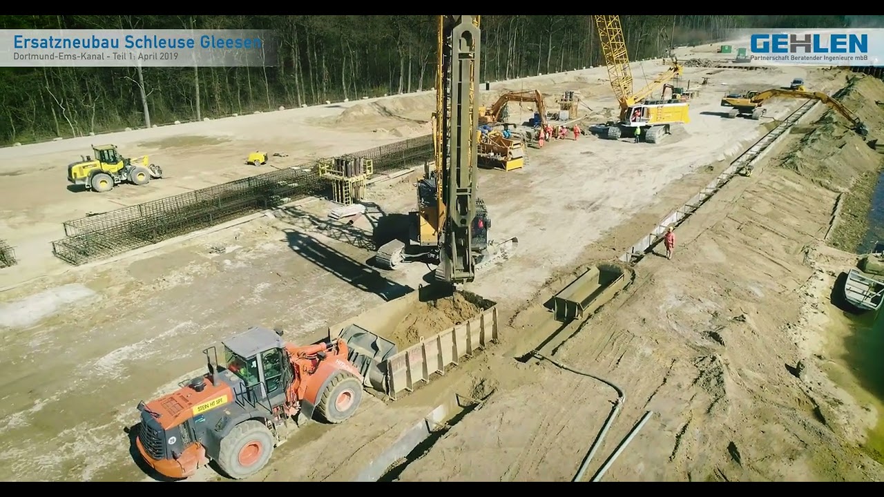 Neubau Große Schleuse Gleesen - Teil 01: Baustelleneinrichtung und Baufeldvorbereitung